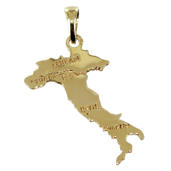 Pendentif Or Jaune Carte Italie - Taille 1