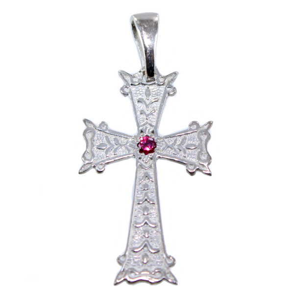 Croix arménienne Rubis synthétique Argent 