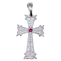 Croix arménienne Rubis synthétique Argent 