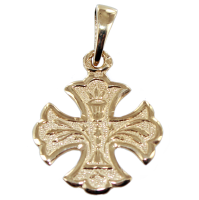 Croix Or Jaune  catholique palme 