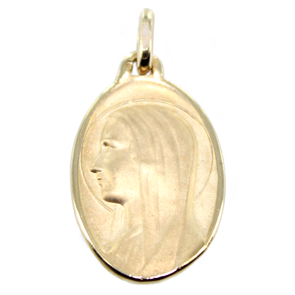 Médaille Or Jaune Sainte Vierge ovale - Taille 3 