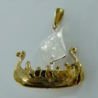 Pendentif Or Bicolore Drakkar Vikingaskip