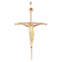 Croix Or 18 K Jaune  avec Christ - Bâton 
