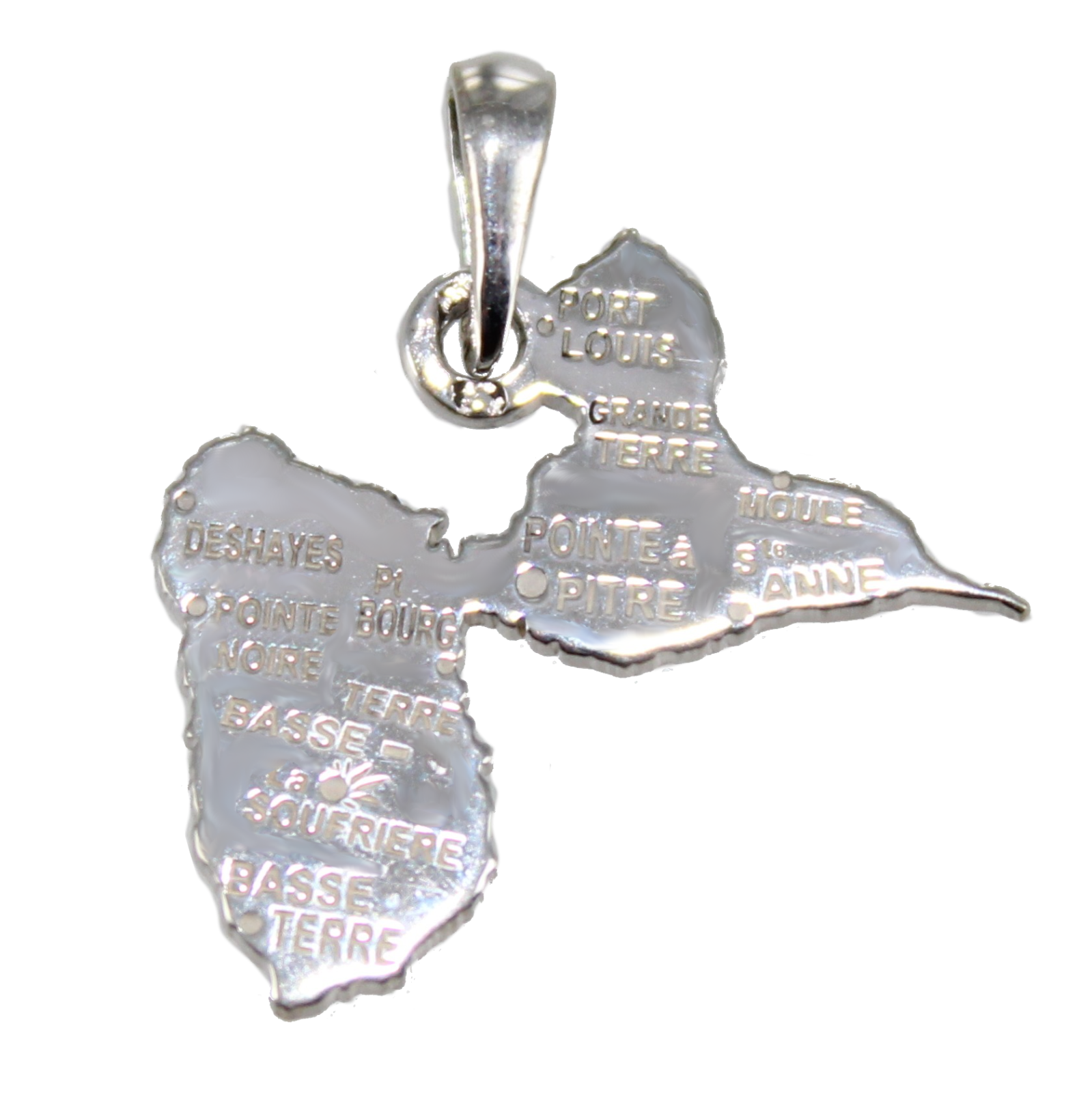 Pendentif Argent Carte Guadeloupe - Taille 1 