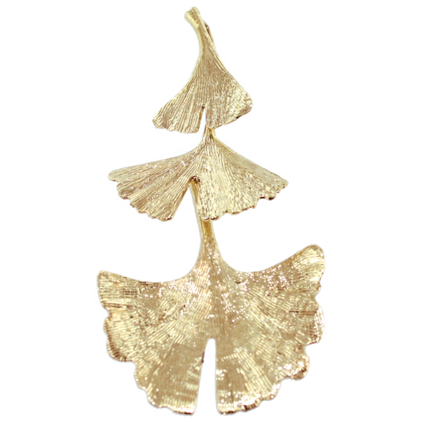 Pendentif Or Jaune Trois feuilles de Ginkgo 