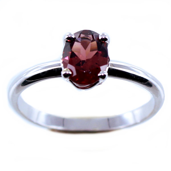 Bague Or 18 K Blanc Serti griffe Cerise Rubellite Bague Or 18 K Blanc Serti griffe Cerise Rubellite