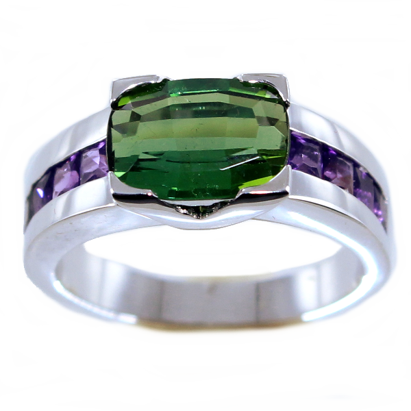 Bague Or Blanc Serti griffe Lande 