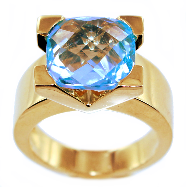 Bague Or Jaune Serti griffe Lagon 