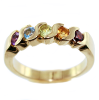 Bague Or Jaune Serti barette Rainbow 