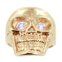 Bague Or Jaune Tête de mort avec pierres 