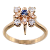 Bague&nbsp;Or 18 K&nbsp;Serti griffe Fleur Bleuet 