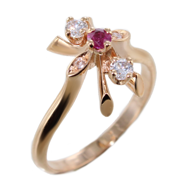 Bague&nbsp;Serti griffe Fleur Laurier rose - Image&nbsp;2 