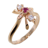 Bague&nbsp;Serti griffe Fleur Laurier rose - Image&nbsp;2 