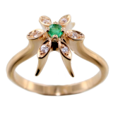 Bague Or 18 K Serti griffe Fleur Zinnia 