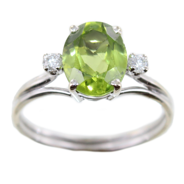 Bague Or 18 K Blanc Serti griffe Cerene 