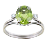 Bague Or 18 K Blanc Serti griffe Cerene 