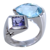 Bague Or 18 K Blanc Serti clos Chloris Star 