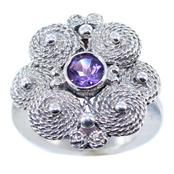 Bague Argent Serti clos Art Nouveau 