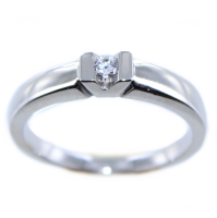 Bague de fiançailles Or Blanc  Serti griffe Nyme 0,10ct 