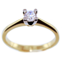 Bague de fiançailles Or Bicolore  Serti griffe Macarisine 0,28ct 