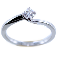 Bague de fiançailles Or Blanc  Serti griffe Noceile 0,18ct 