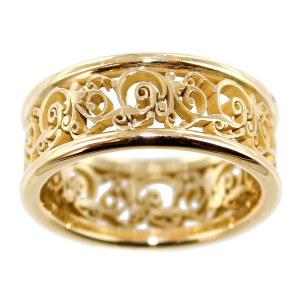 Bague Or 18 K Jaune Anneau Nouveau 