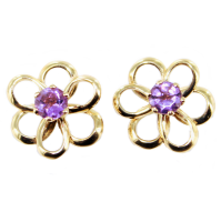 Boucles d'oreilles Or Jaune Mauve 