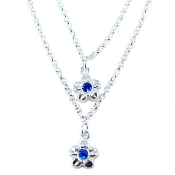 Collier Argent Double fleur 