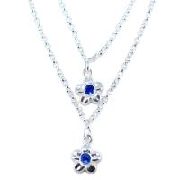 Collier Argent Double fleur 