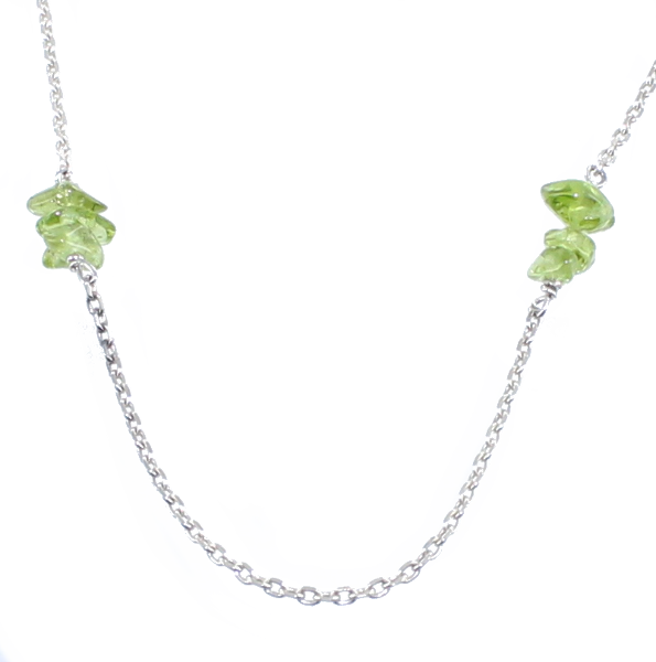 Collier Argent Olivine 