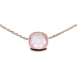 Collier Or 18 K Rose Quotidien - Quartz 10x10mm - Grand modèle 