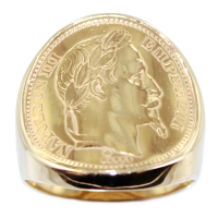 Bague Monture chevalière bombée pièce 20 Francs or Or Jaune 