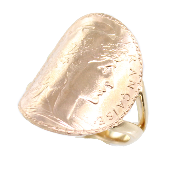 Bague Monture double jonc lisse Pièce Marianne 20 francs INCLUSE - Image 4 