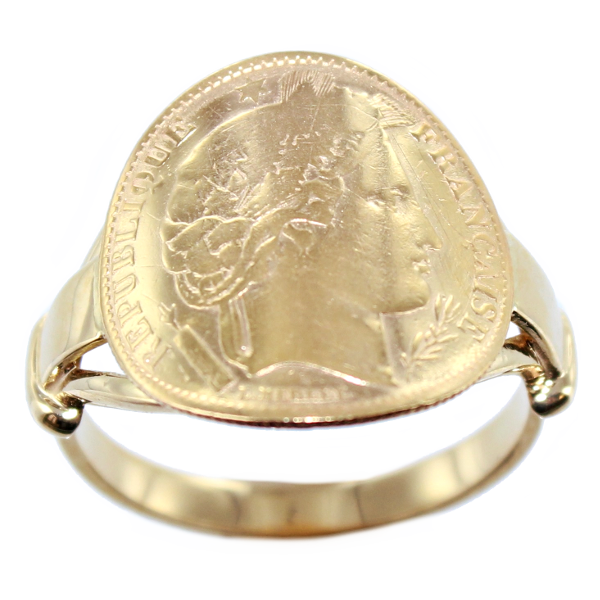 Bague Monture ruban pièce 20 Francs or Or Jaune 