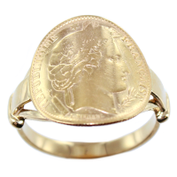 Bague Monture ruban pièce 20 Francs or Or Jaune 