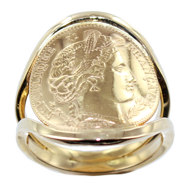 Bague Monture demi cercle pièce 20 Francs or Or Jaune 