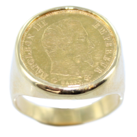 Bague Monture chevalière plate pièce 20 francs or Or Jaune 