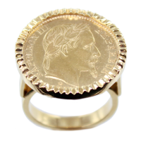 Bague Monture collerette pièce 20 Francs or Or Jaune 