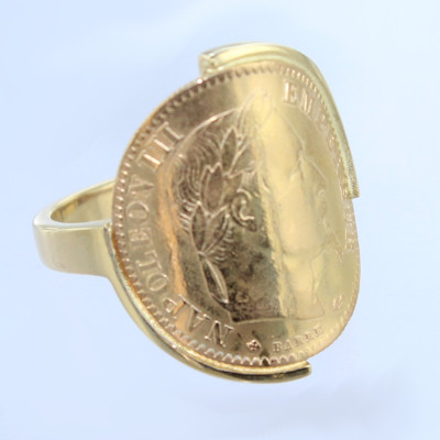 Bague Monture illusion pièce 20 Francs or - Image 3 