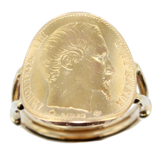 Bague Monture double jonc pièce 20 Francs or Or Jaune 