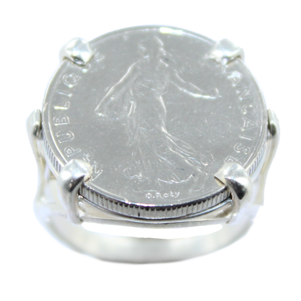 Bague Monture plate 4 griffes pièce 1/2 franc nickel - Image 2 