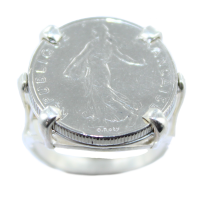 Bague Monture plate 4 griffes pièce 1/2 franc nickel - Image 2