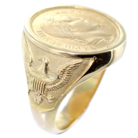 Bague Monture chevalière plate Aigles pièce 20 francs or Or Jaune 