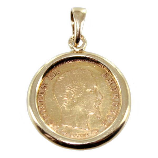 Pendentif Or Jaune Monture entourage pièce 5 Francs or 