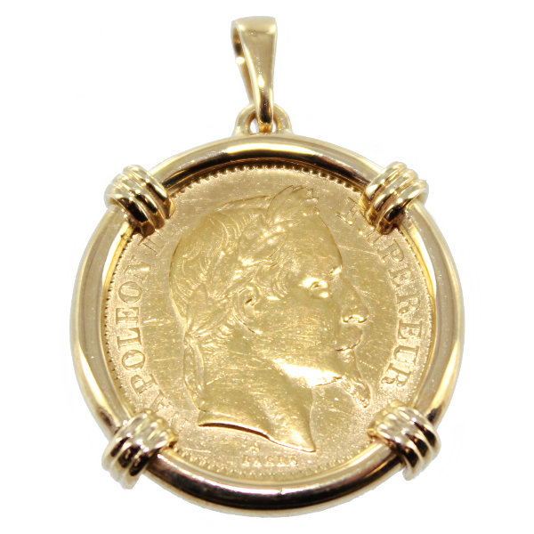 Pendentif Or Jaune Monture Triple pièce 20 Francs or 