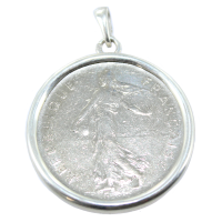 Pendentif Argent Monture Entourage pièce 5 francs nickel 