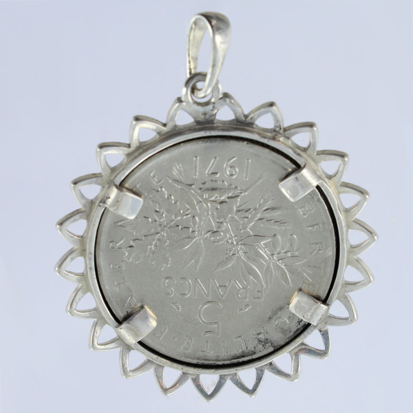 Pendentif Monture Lotus pièce 5 francs nickel - Image 2 