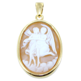 Pendentif Or 18 K Jaune Camée - Les anges au paradis 