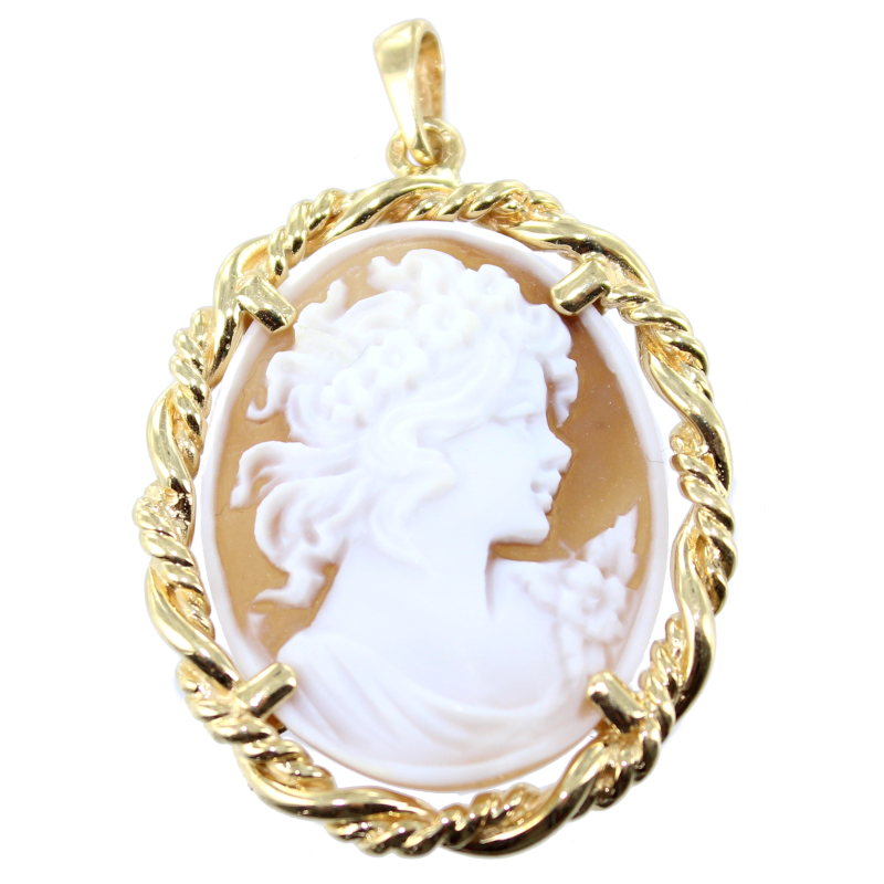 Pendentif Or Jaune Camée - Cheveux au vent 