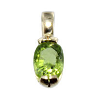 Pendentif Or 18 K Jaune Lovale 7x5 Olivine 